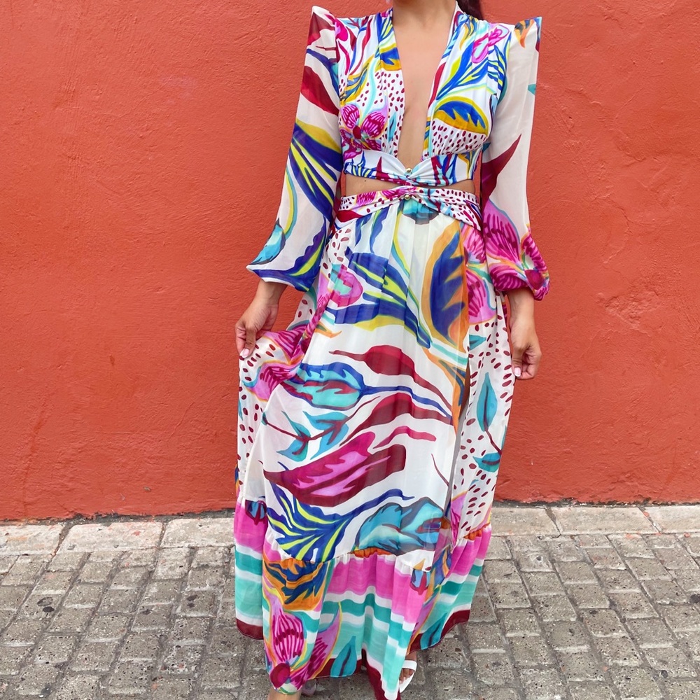 PATBO FLORA PLUNGE MAXI DRESS